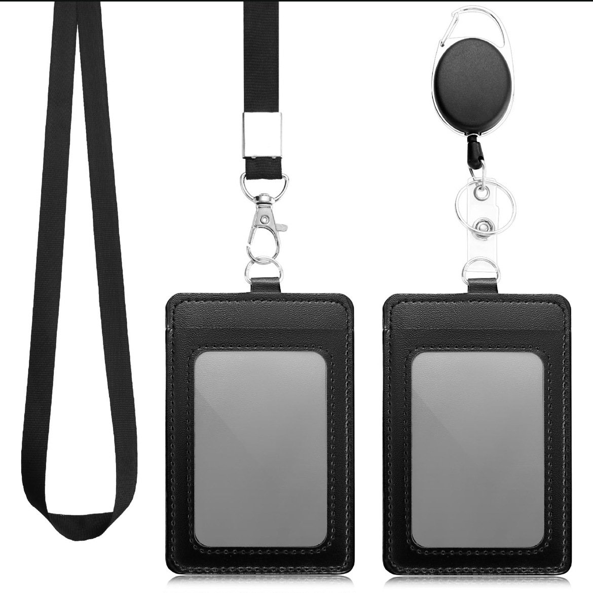 Factory Direct Custom Leather Credit Card Holder Business Lanyard ID Card Holder Badge Holders