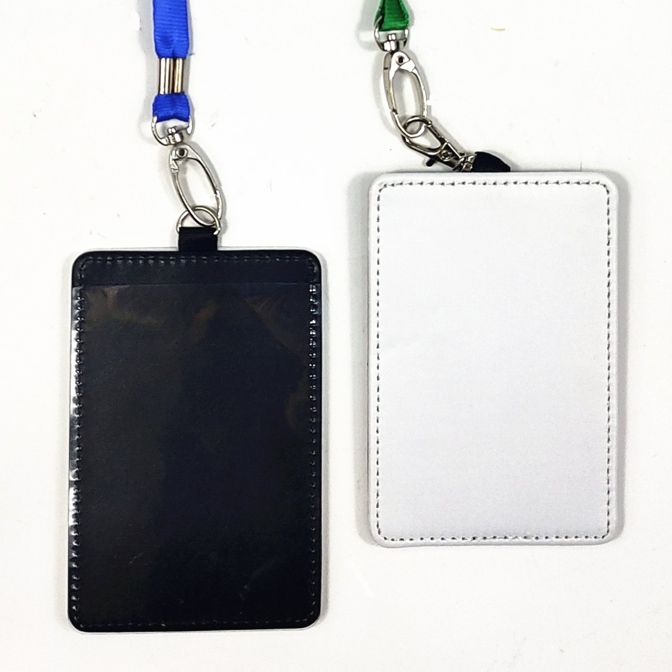 Sublimation blank custom PU Leather Vertical badge holder id card cover with lanyard