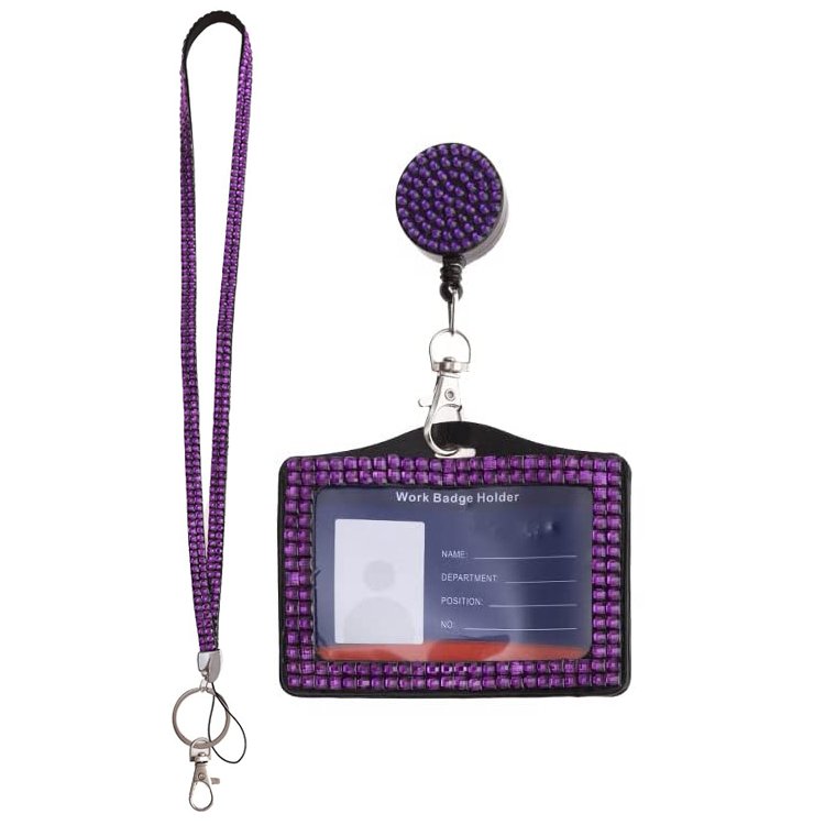 Promotional Business Gifts 2023 Custom Sparkly Diamond Rhinestone Lanyard Glitter with id Card Badge Holder