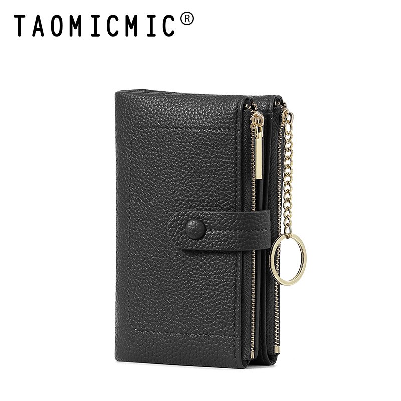 TAOMICMIC Cross-Border Women's Wallet Premium Feeling Large Capacity Double Zipper Bi-Fold Multi Card Clutch Leather Holder