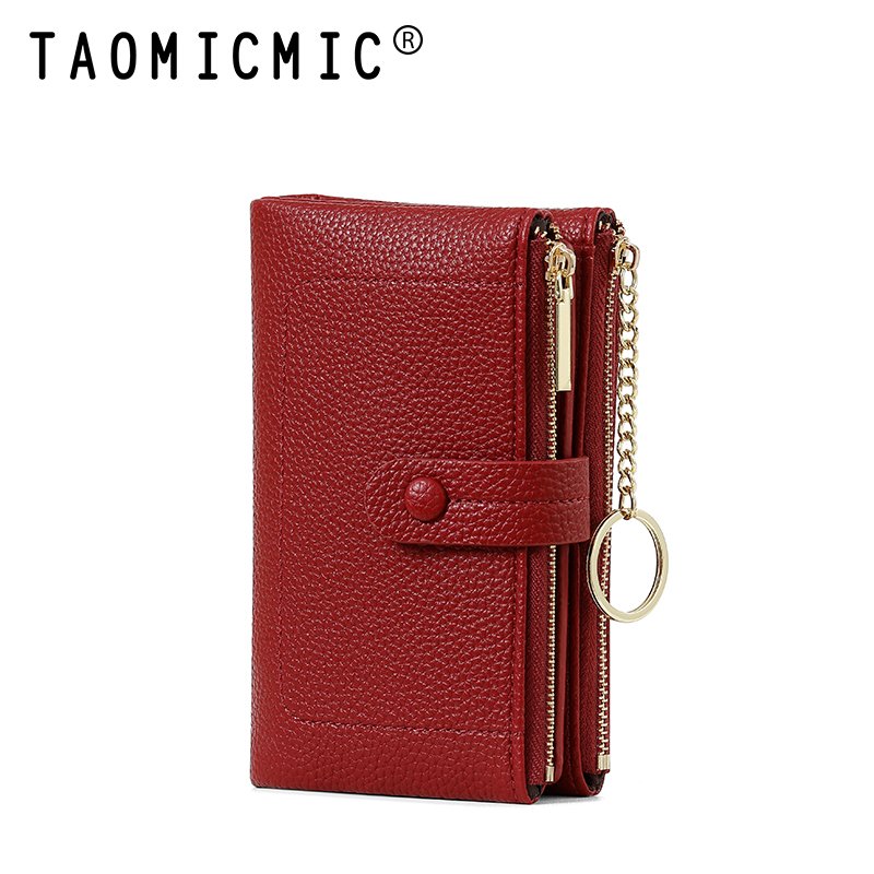 TAOMICMIC Cross-Border Women's Wallet Premium Feeling Large Capacity Double Zipper Bi-Fold Multi Card Clutch Leather Holder