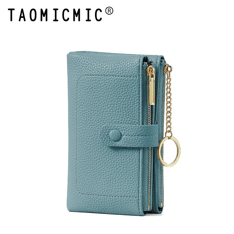 TAOMICMIC Cross-Border Women's Wallet Premium Feeling Large Capacity Double Zipper Bi-Fold Multi Card Clutch Leather Holder