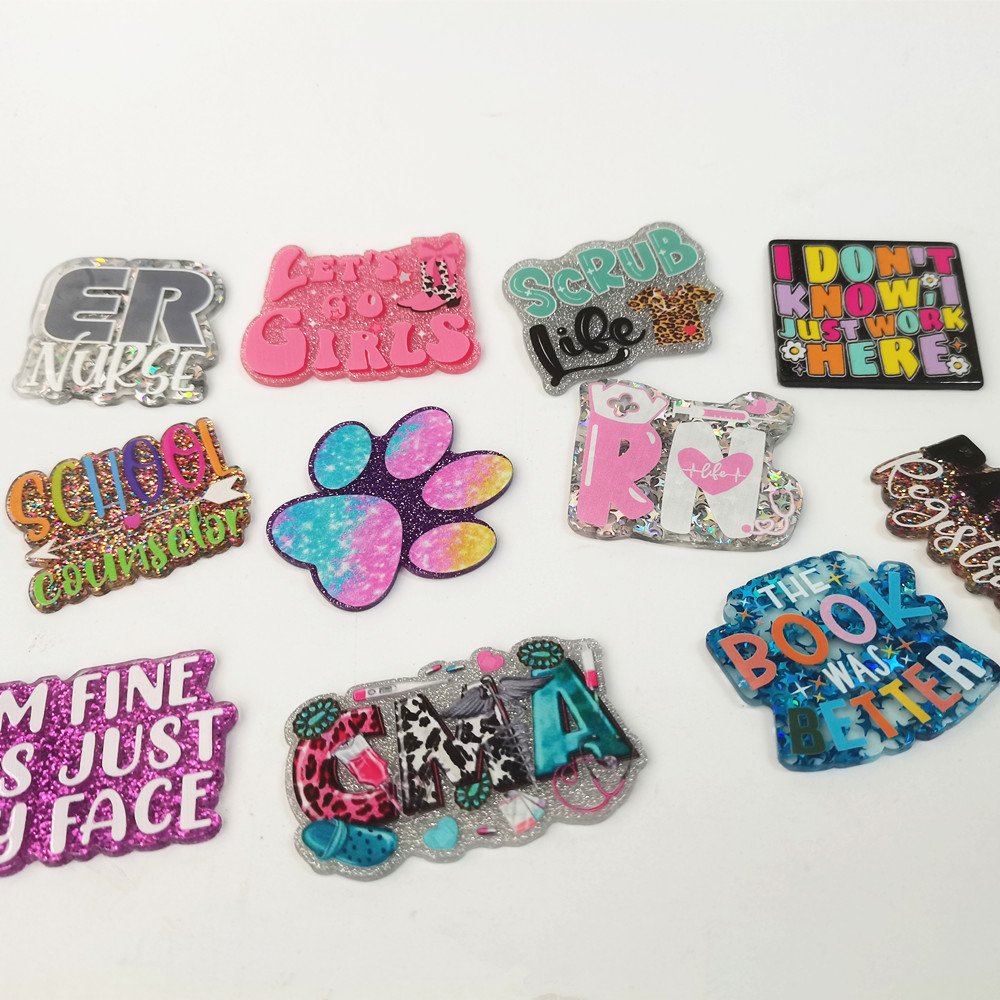 Custom Glitter Flatback Medical Office Supply Mother Baby Nurse Acrylic no Badge Reel holder For Nurses Gift Beaded Pen