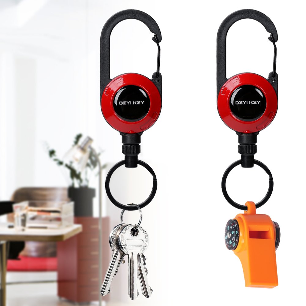 Multifunctional High Stretch Easy To Pull D Hook Stainless Steel Heavy Duty Metal Id Reractable Badge Holder With Carabine Reel