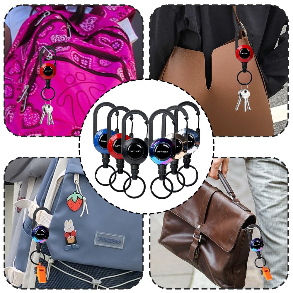 Multifunctional High Stretch Easy To Pull D Hook Stainless Steel Heavy Duty Metal Id Reractable Badge Holder With Carabine Reel
