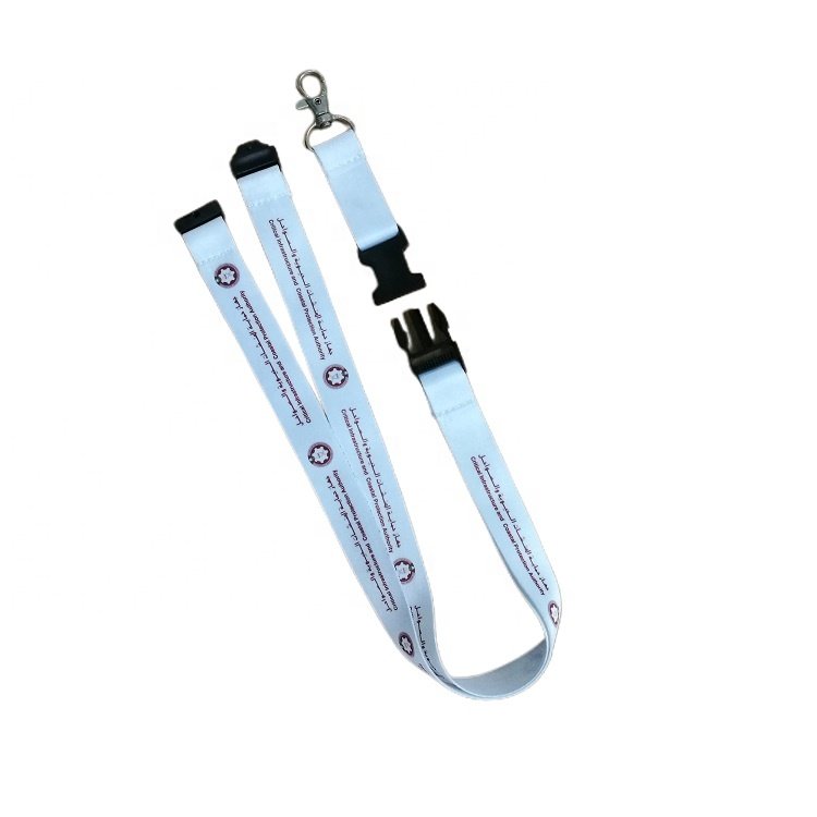 Custom Silk Screen Printing or Sublimation Logo Polyester Lanyard Rope with Safety Clip Quick Release Buckle Metal Tigger Hook