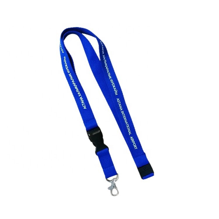 Custom Silk Screen Printing or Sublimation Logo Polyester Lanyard Rope with Safety Clip Quick Release Buckle Metal Tigger Hook
