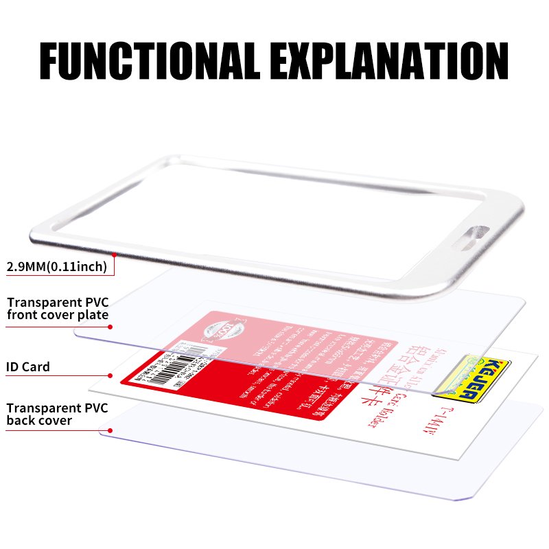 85*54mm Aluminum Alloy Vertical ID Card Holder, Metal Card ID Badge Holder Lightweight Badger Protector, metal i'd card holder