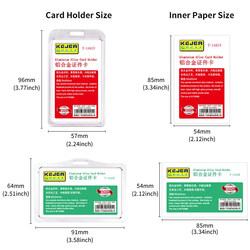 85*54mm Aluminum Alloy Vertical ID Card Holder, Metal Card ID Badge Holder Lightweight Badger Protector, metal i'd card holder