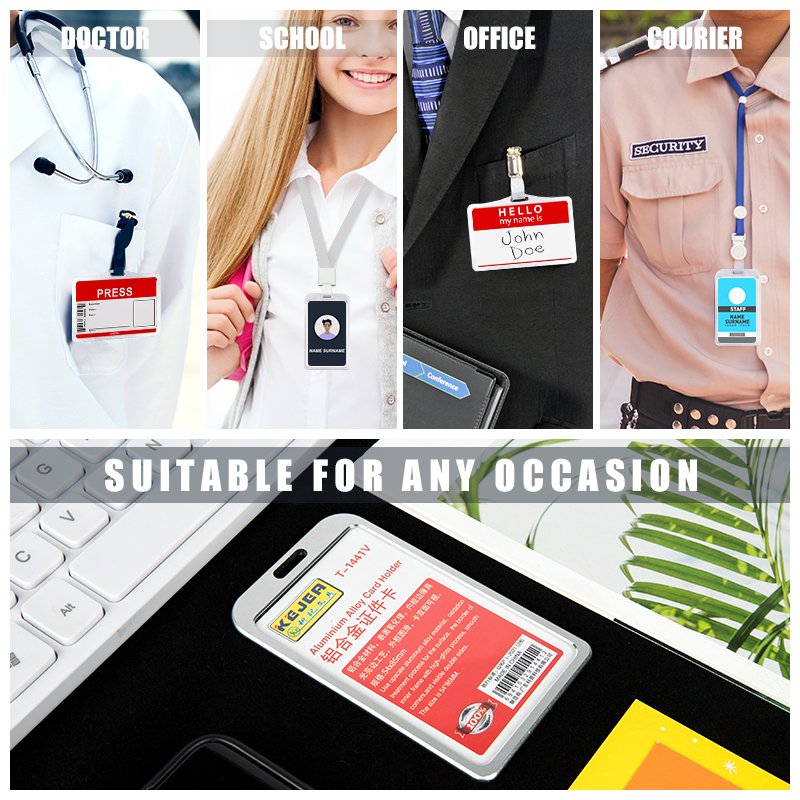 85*54mm Aluminum Alloy Vertical ID Card Holder, Metal Card ID Badge Holder Lightweight Badger Protector, metal i'd card holder