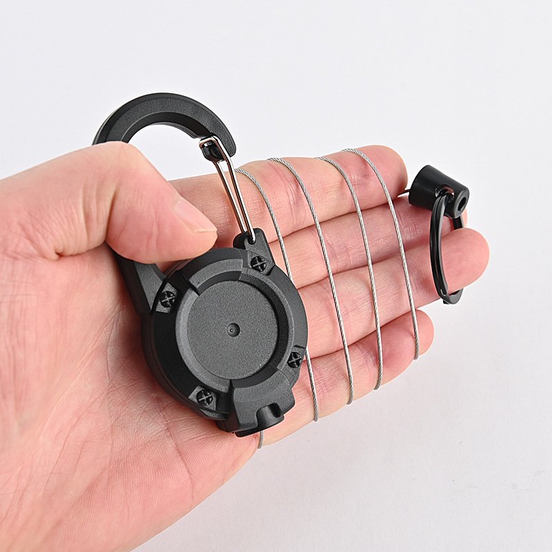 Retractable Keychain Heavy Duty Carabiner Badge Holder, Tactical ID Badge Reel with 60cm Steel Retractable Cord