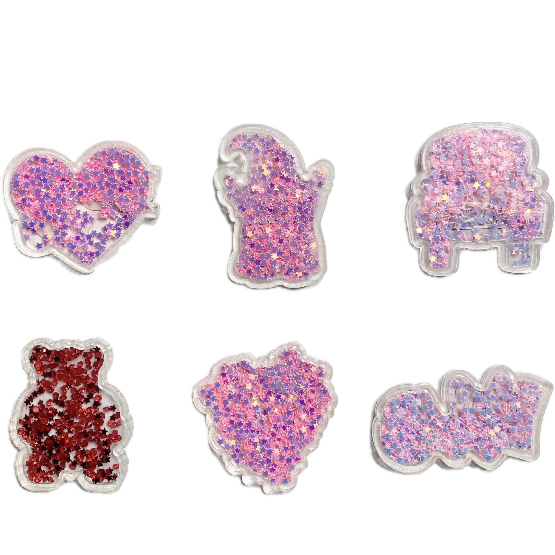 New Style Valentine Day Accessories Acrylic Patch Clip Rotatable Badge Reels Holder Id Holder Quicksand Charms