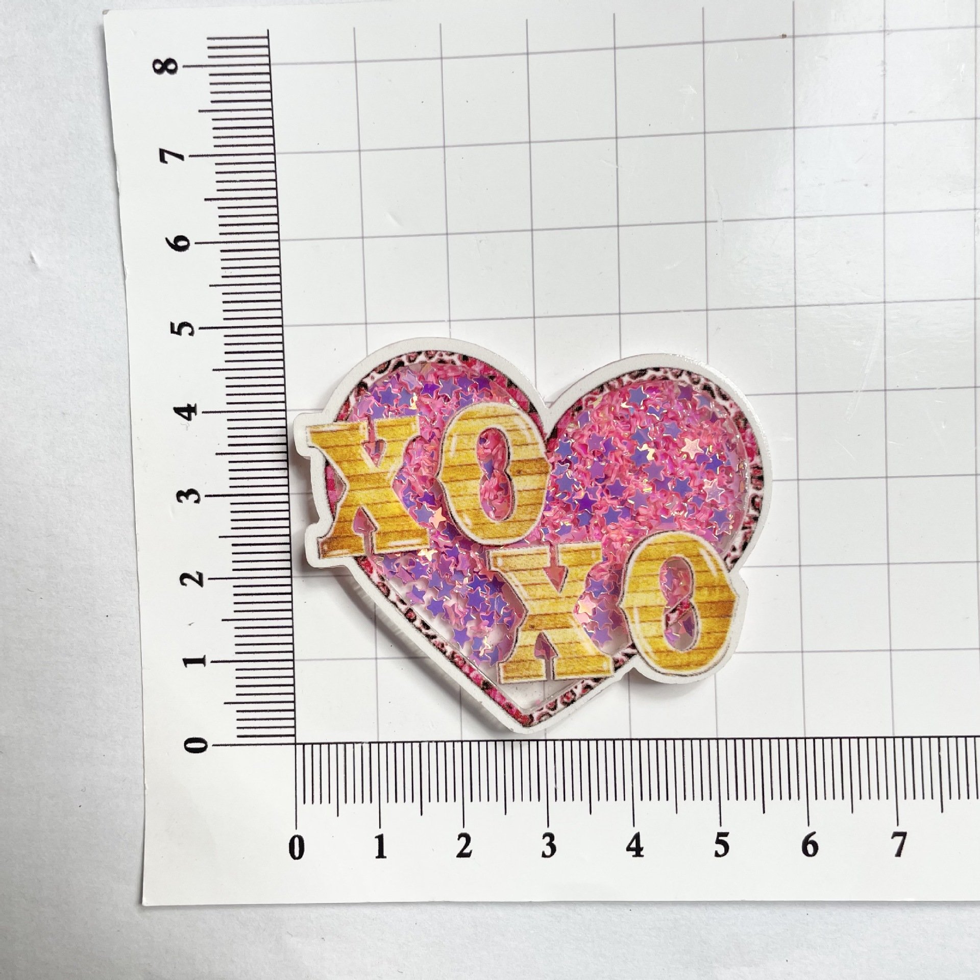 New Style Valentine Day Accessories Acrylic Patch Clip Rotatable Badge Reels Holder Id Holder Quicksand Charms