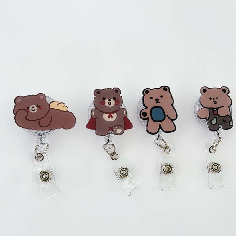 cartoon easy-to-pull buckle retractable doctor and nurse work card badge card set easy-to-pull clip lanyard clip Badge Holder