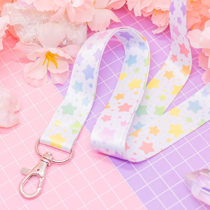 factory hot-sale popular designs adjustment kawaii printing Nylon Key Neck Strap Anime Long Keychain Lanyard