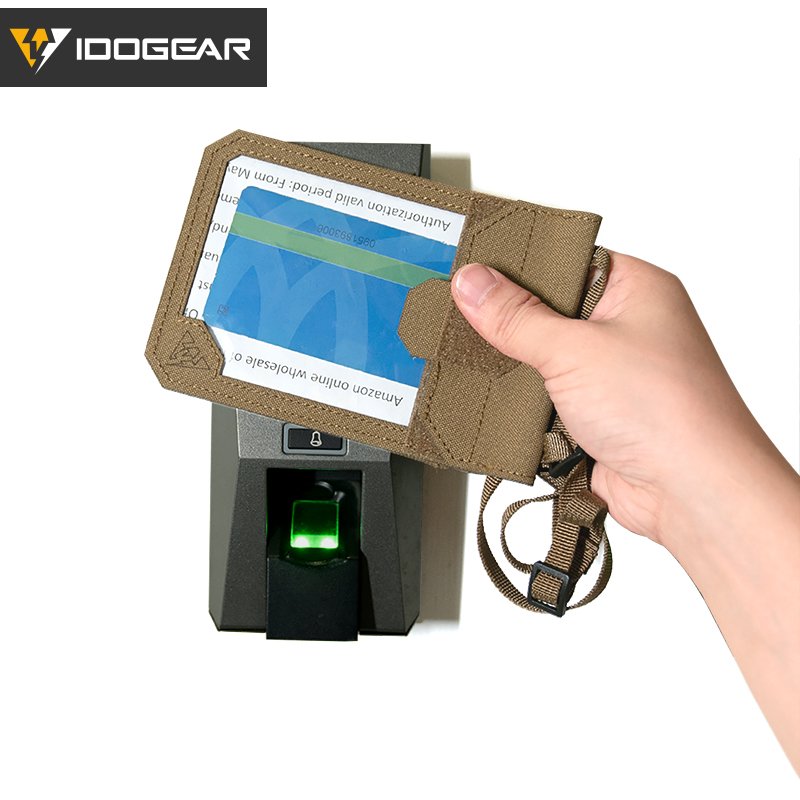 IDOGEAR Tactical ID Card Holder Credit Card Pouch Coyote Brown Business Lanyard Zipper ID Card Holder Badge Holders