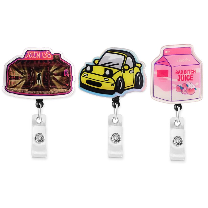 Custom cartoon badge reel retractable id lanyard name tag card badge holder clip doctor nurse office supplies credential holder