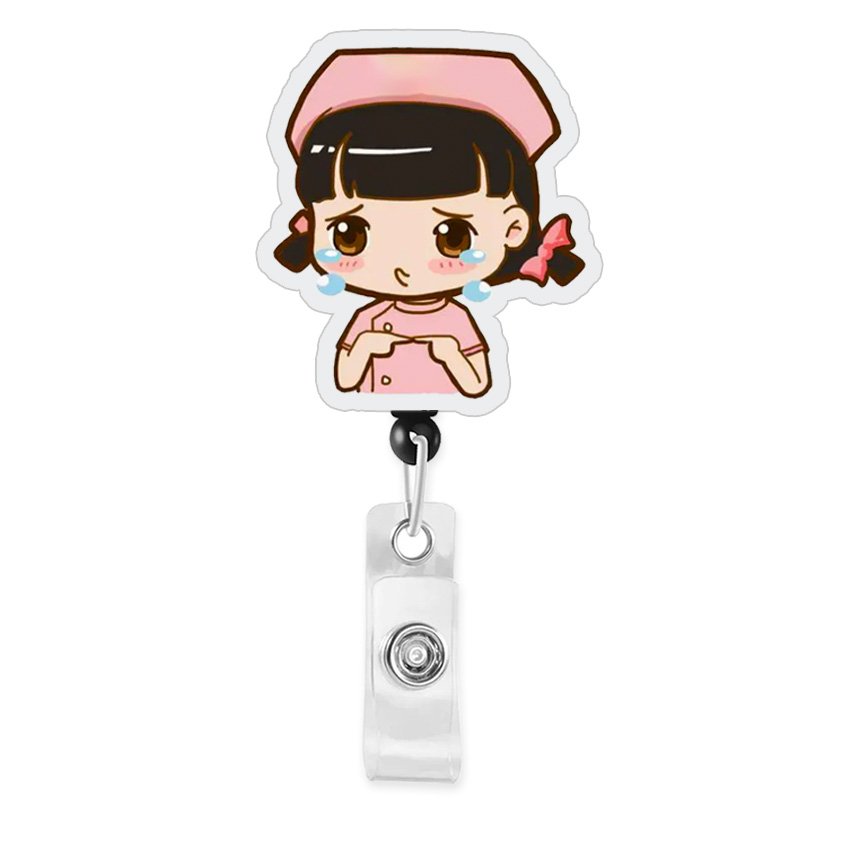 Custom cartoon badge reel retractable id lanyard name tag card badge holder clip doctor nurse office supplies credential holder