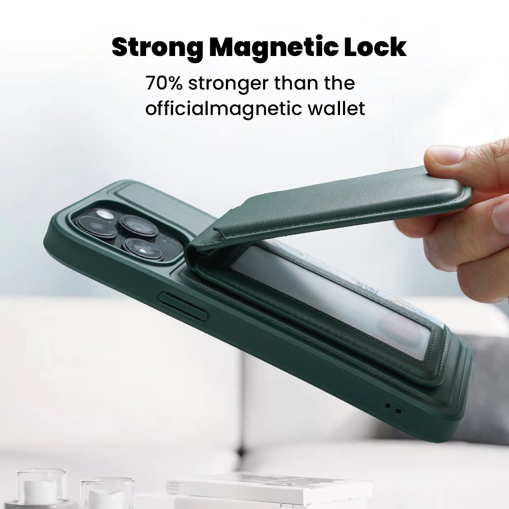 Custom leather card wallet magnetic phone case card holder with stand credit card holder for iPhone 16/15/14 Pro Max/ Pro Series
