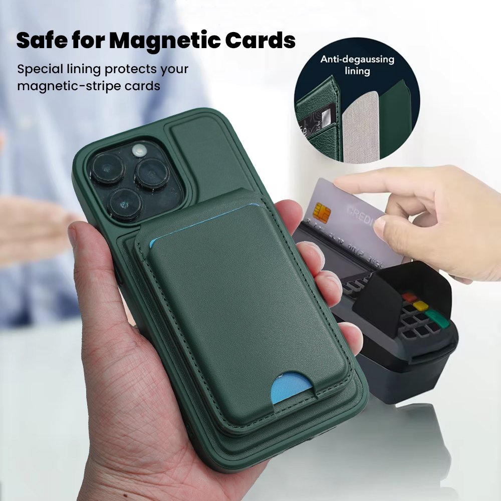Custom leather card wallet magnetic phone case card holder with stand credit card holder for iPhone 16/15/14 Pro Max/ Pro Series