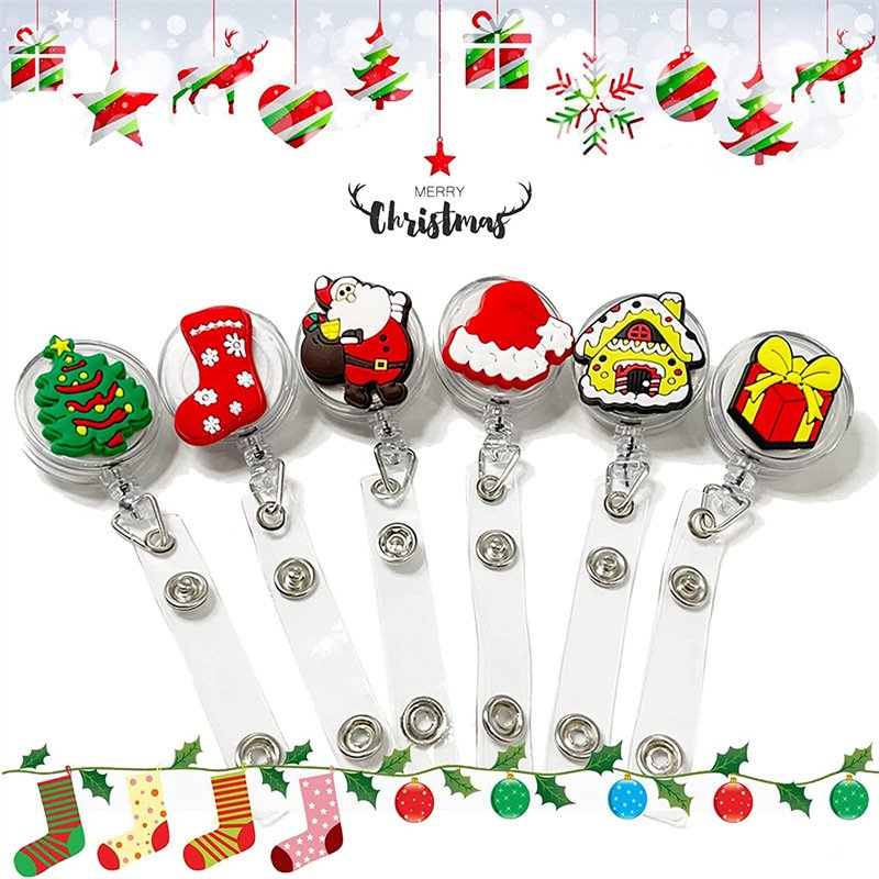 Bestom Nurse Custom Badge Reel Acrylic 2024 Christmas Decorations ID Card Holder Promotional Giveaway Retractable Yoyo Gift