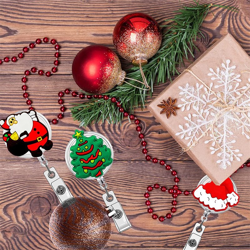 Bestom Nurse Custom Badge Reel Acrylic 2024 Christmas Decorations ID Card Holder Promotional Giveaway Retractable Yoyo Gift