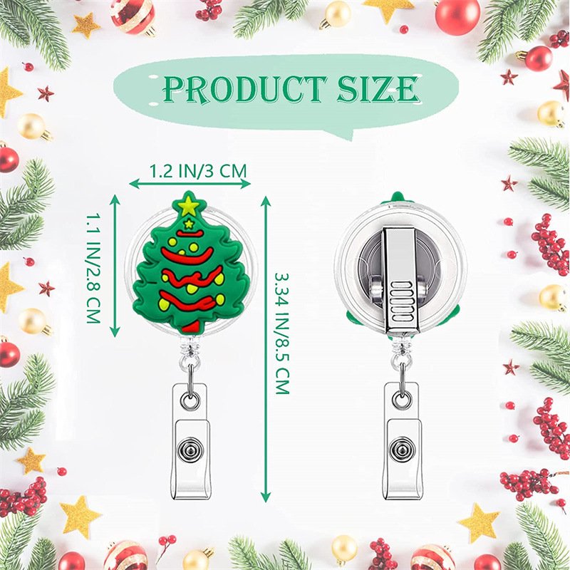 Bestom Nurse Custom Badge Reel Acrylic 2024 Christmas Decorations ID Card Holder Promotional Giveaway Retractable Yoyo Gift