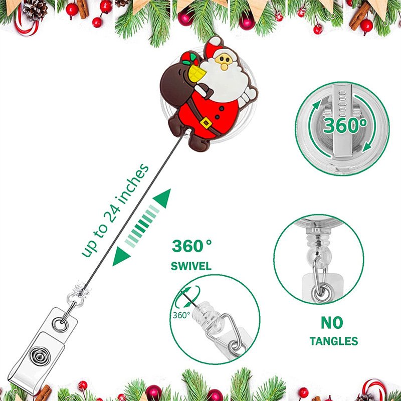 Bestom Nurse Custom Badge Reel Acrylic 2024 Christmas Decorations ID Card Holder Promotional Giveaway Retractable Yoyo Gift