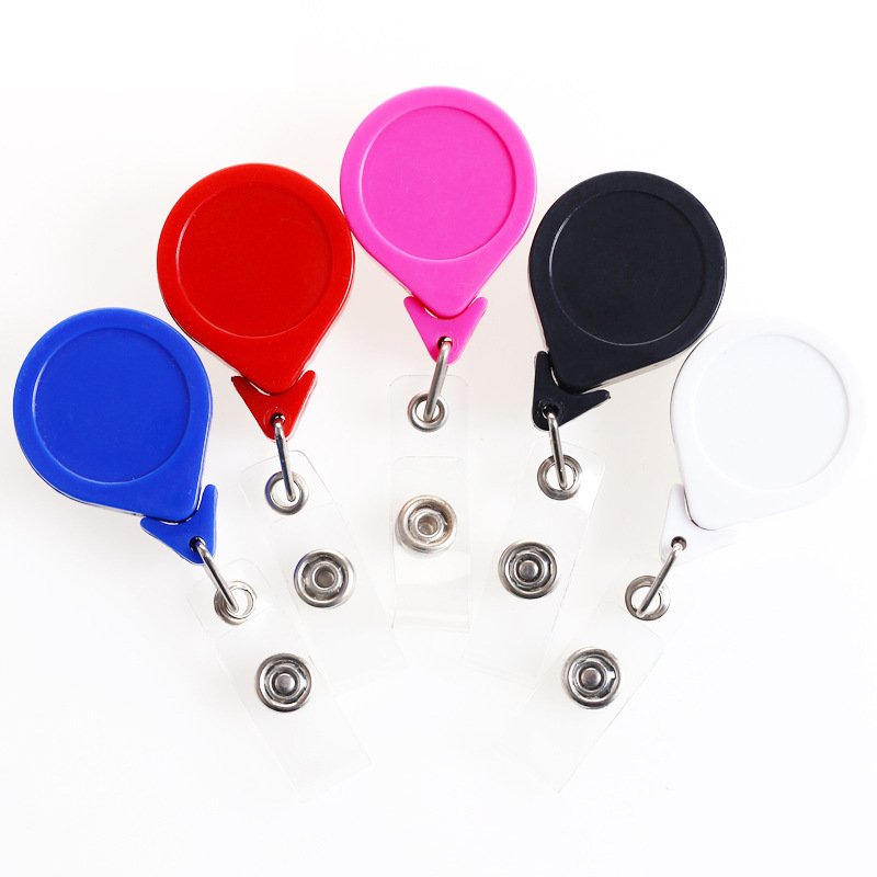 Factory Customized Anti-Twist Retractable ID Reel ABS Plastic Name Badge Holder Metal Accessories Custom LOGO Black Red Colors