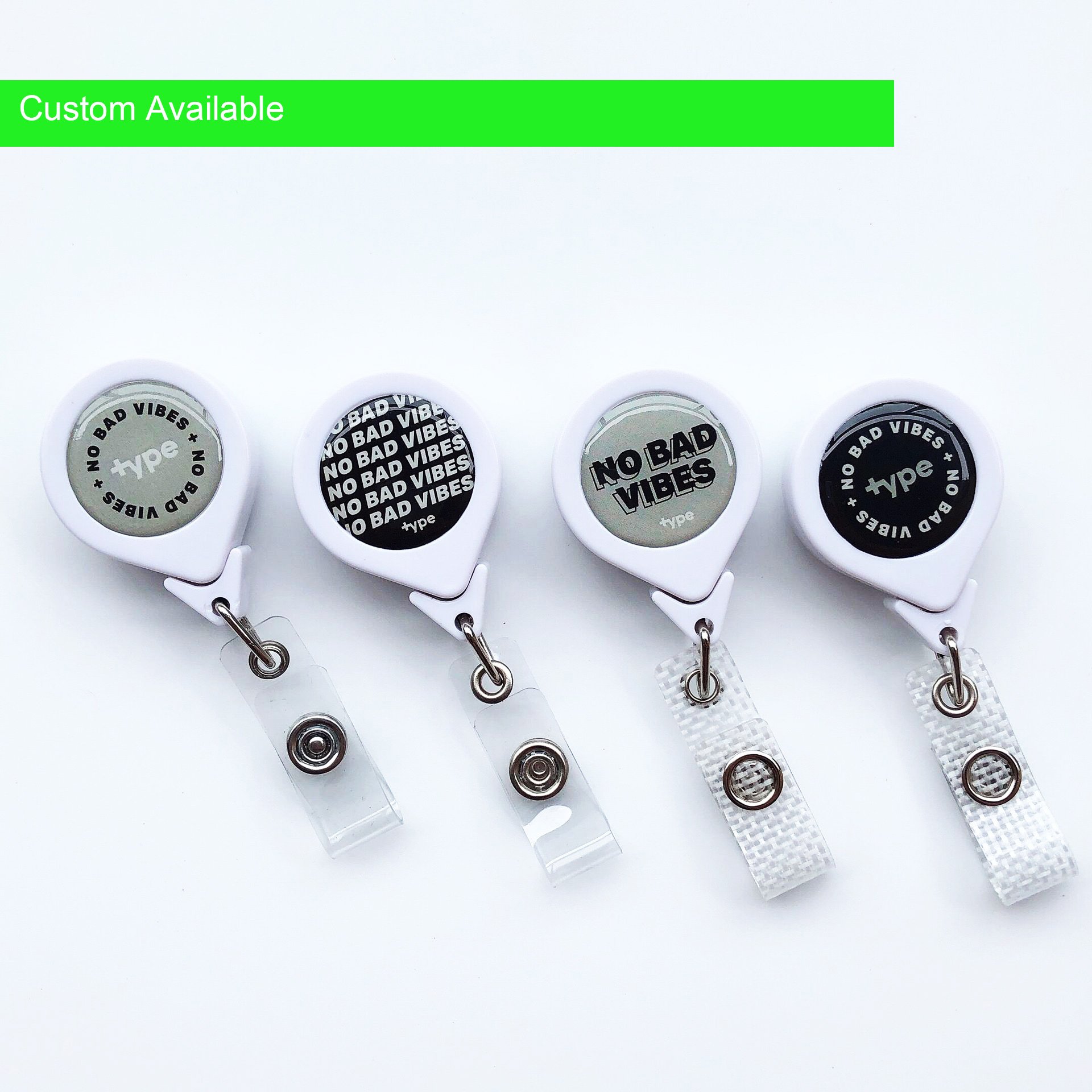 Factory Customized Anti-Twist Retractable ID Reel ABS Plastic Name Badge Holder Metal Accessories Custom LOGO Black Red Colors
