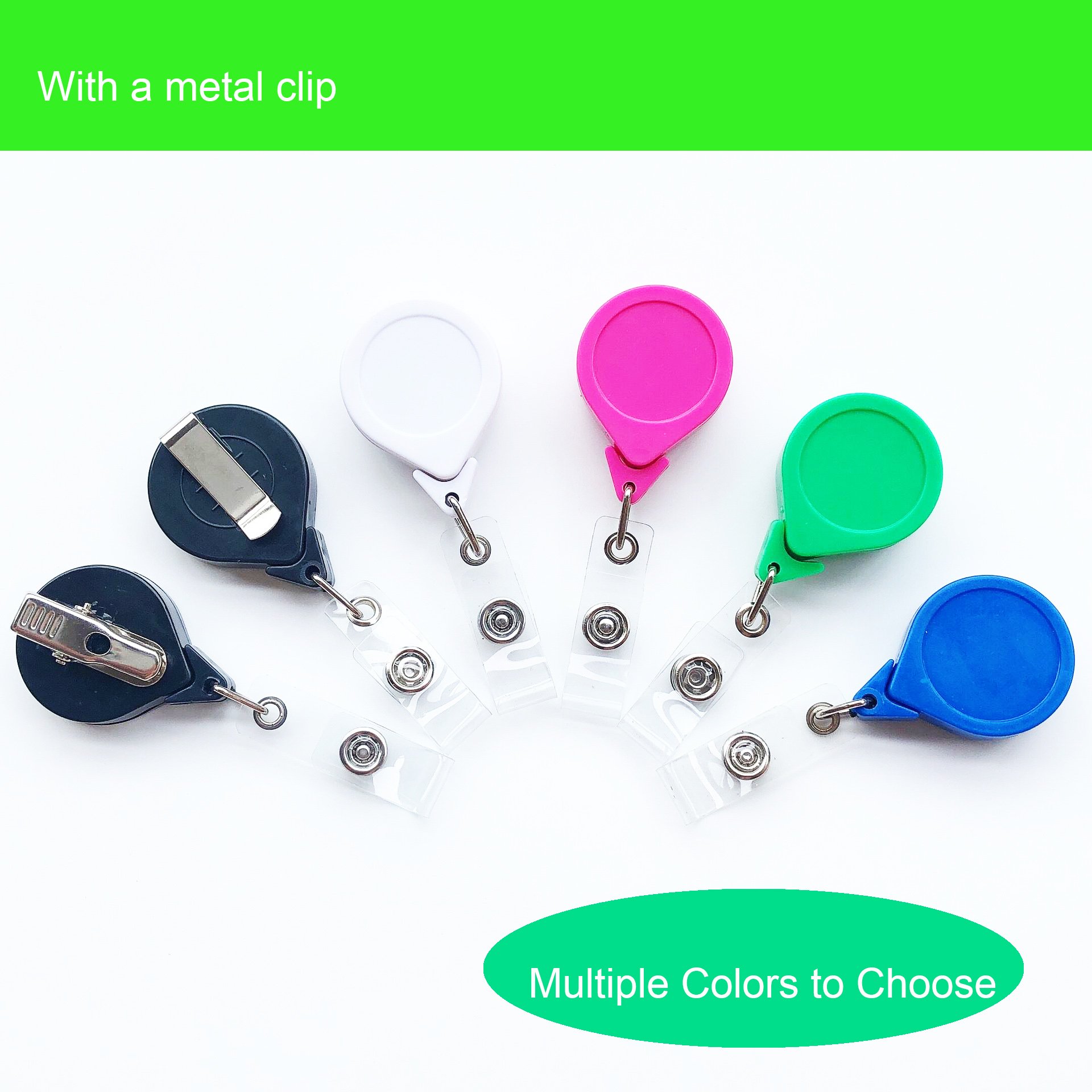 Factory Customized Anti-Twist Retractable ID Reel ABS Plastic Name Badge Holder Metal Accessories Custom LOGO Black Red Colors