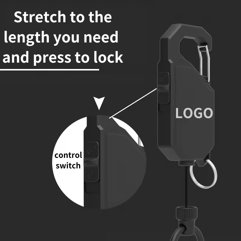 P-010 4CM ABS Tactical Heavy Duty Badge Reel Holder Retractable Keychain with Lock Function Carabiner Anti Lost