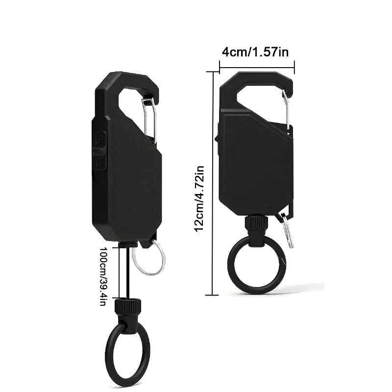 P-010 4CM ABS Tactical Heavy Duty Badge Reel Holder Retractable Keychain with Lock Function Carabiner Anti Lost