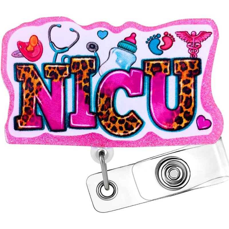 Hot Sale Pink RN BSN Badge Card Glitter Registered Nurse Badge Reel ID Name Card Holder Badge Accessories for Nurse