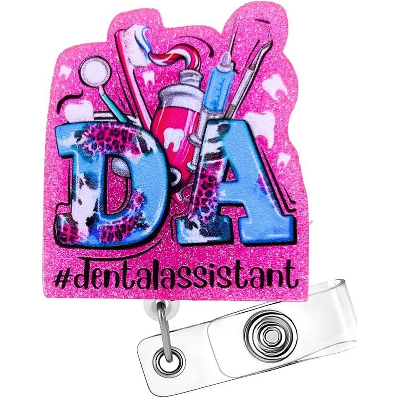 Hot Sale Pink RN BSN Badge Card Glitter Registered Nurse Badge Reel ID Name Card Holder Badge Accessories for Nurse