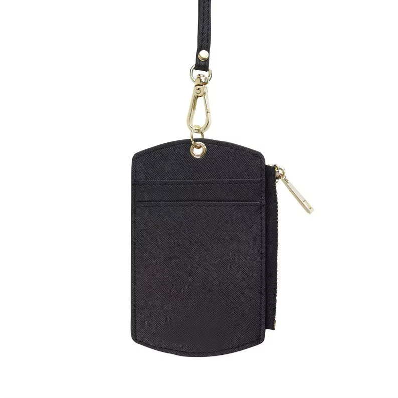 Langqqin PU Leather ID Badge Card Holder Waterproof Vertical Clear ID Card Holder and PU Leather Badge Holder