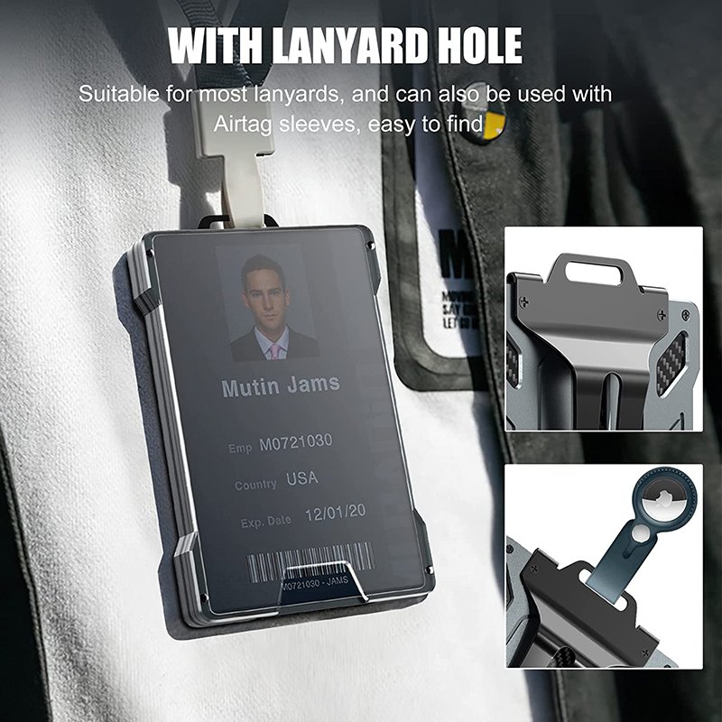 RFID Blocking Wallet Money Clip with Clear Window ID Badge Holder Aluminium Alloy Minimalist Cards Wallet with Money Clip