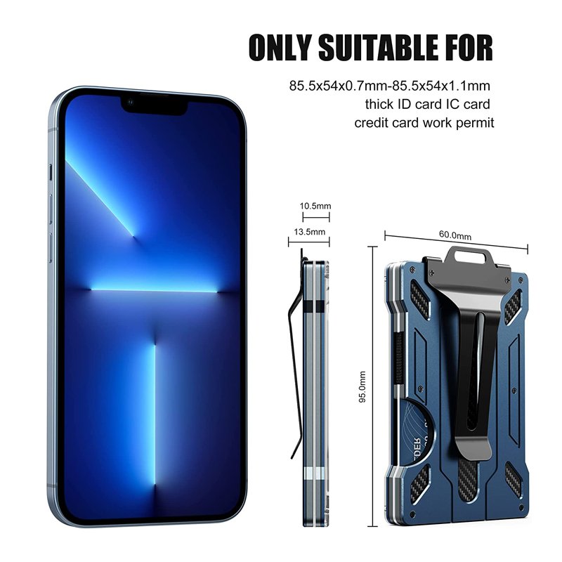 RFID Blocking Wallet Money Clip with Clear Window ID Badge Holder Aluminium Alloy Minimalist Cards Wallet with Money Clip