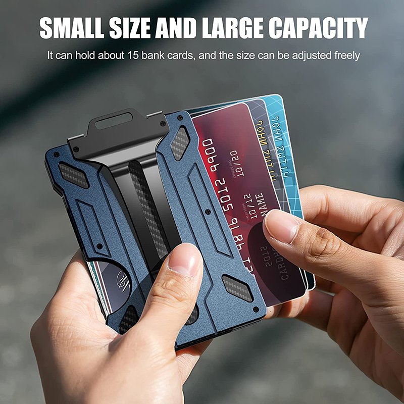 RFID Blocking Wallet Money Clip with Clear Window ID Badge Holder Aluminium Alloy Minimalist Cards Wallet with Money Clip