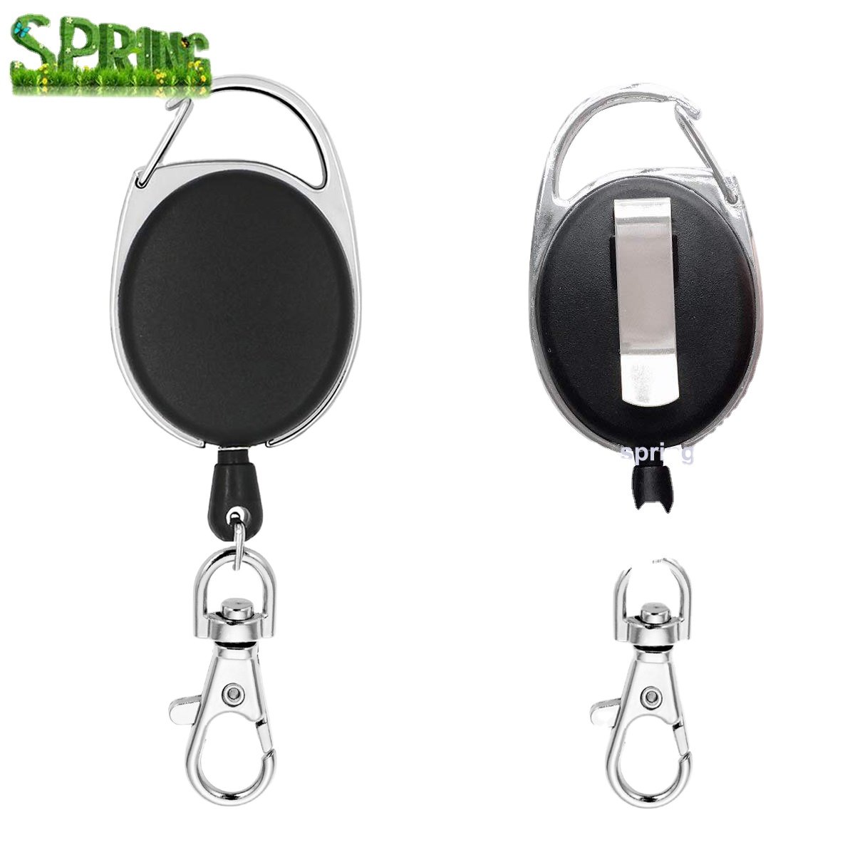 lobster clasps Carabiner retractable reel id card badge holder with Lobster Claw Hook retractable nurse keychain