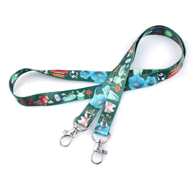 Custom Logo Designer Anime Woven Satin Nylon Polyester Lanyards Sublimated Printing Blank Neck ID Badge Card Holder