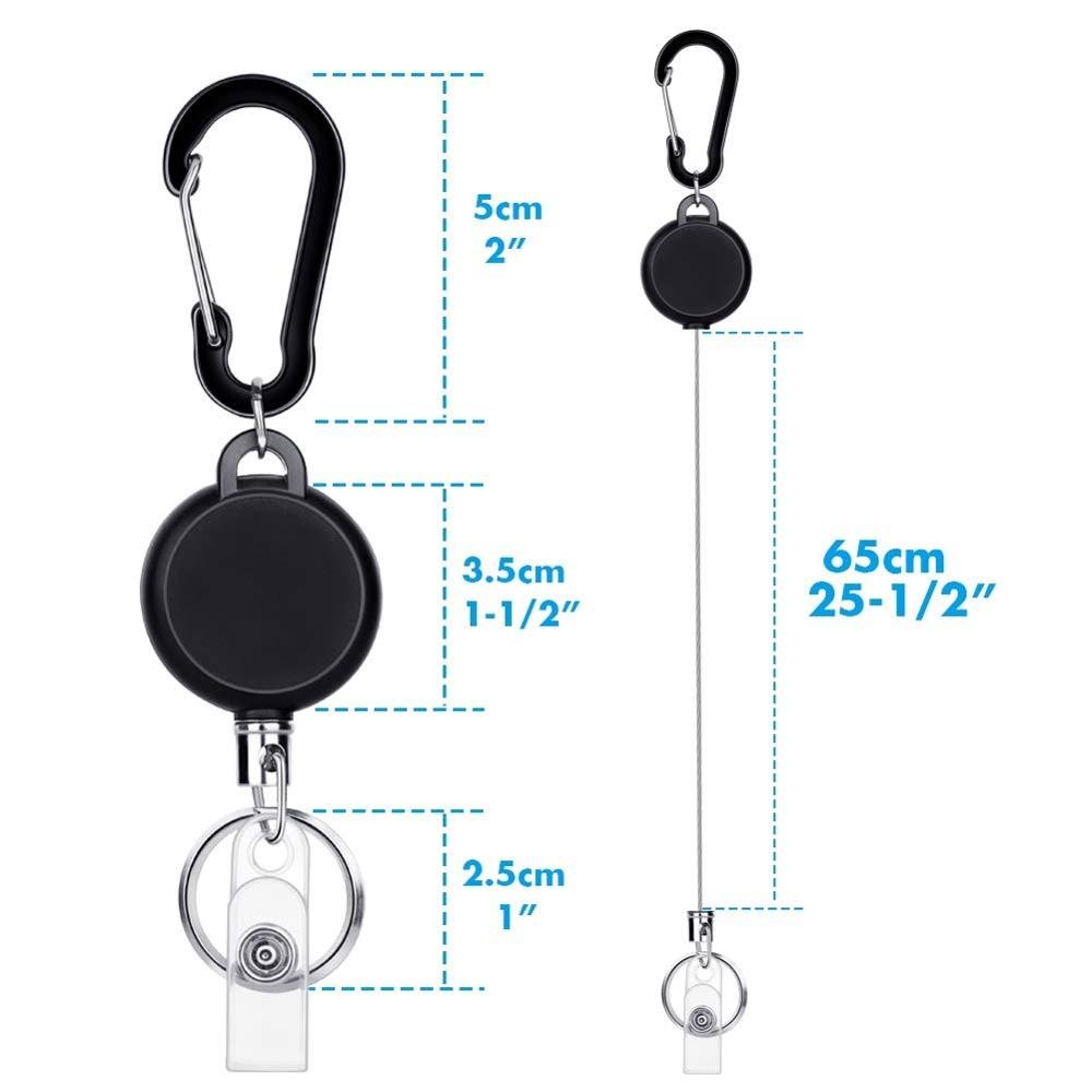 Retractable Keychain Retractable Badge Holder Reel Clip ID Badge Holder with Steel Wire Rope