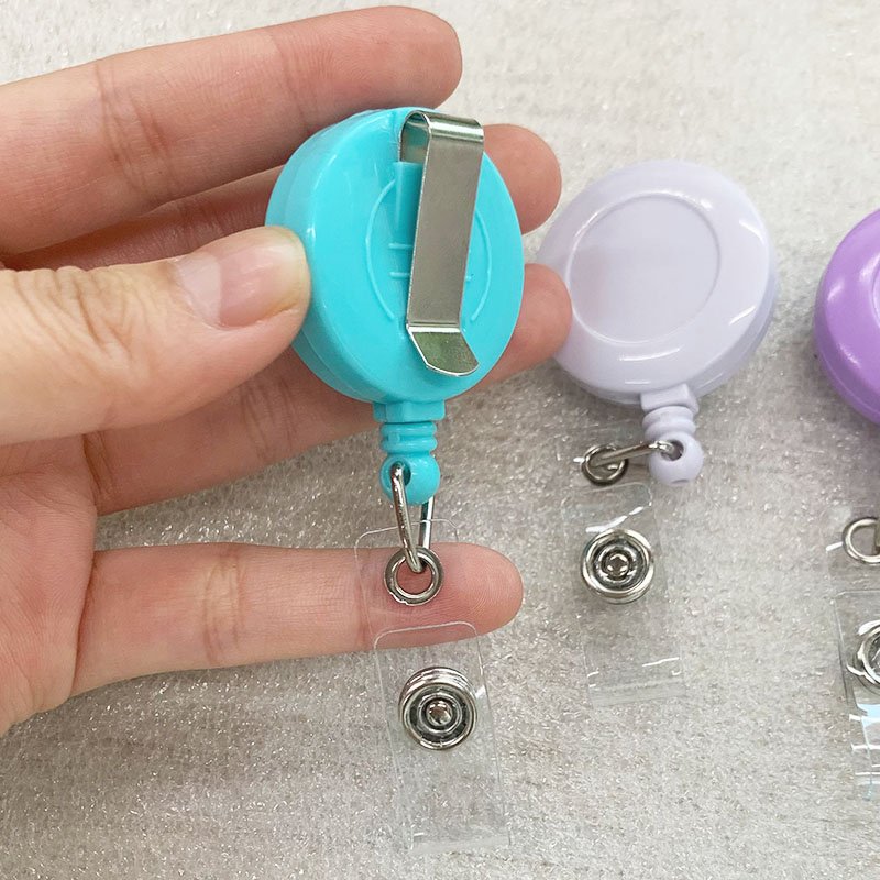 P-029 Round Various Colors Retractable Nurse ID Badge Holder Reel with Belt Clip for Teachers Students Office Workers