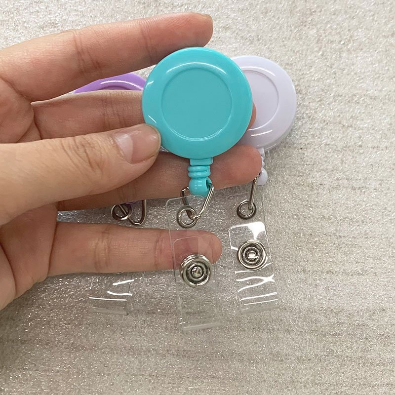 P-029 Round Various Colors Retractable Nurse ID Badge Holder Reel with Belt Clip for Teachers Students Office Workers