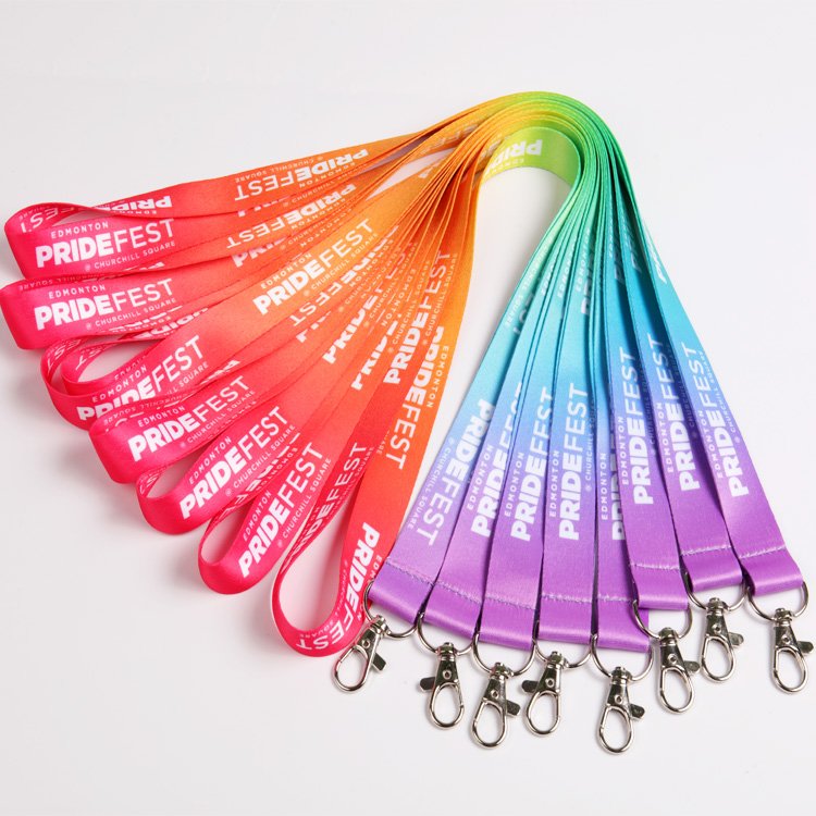 Personalised Polyester custom bright color sublimation heat transfer printing keychain lanyards with neck id badge card holder