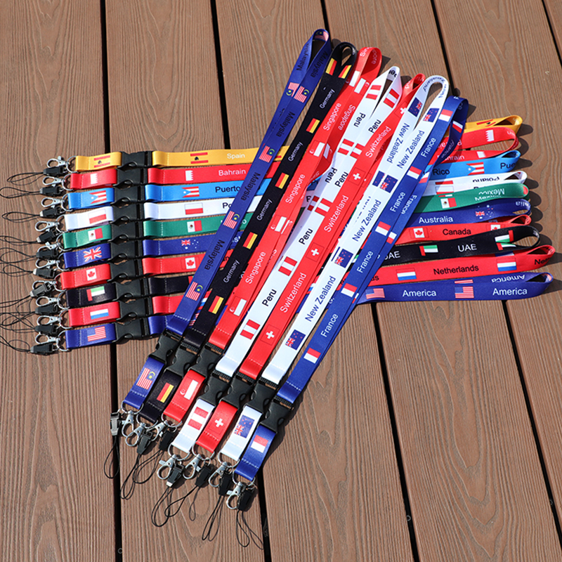 Personalised Polyester custom bright color sublimation heat transfer printing keychain lanyards with neck id badge card holder