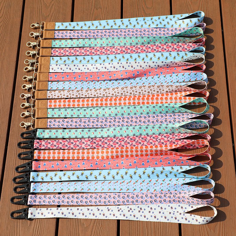 Personalised Polyester custom bright color sublimation heat transfer printing keychain lanyards with neck id badge card holder