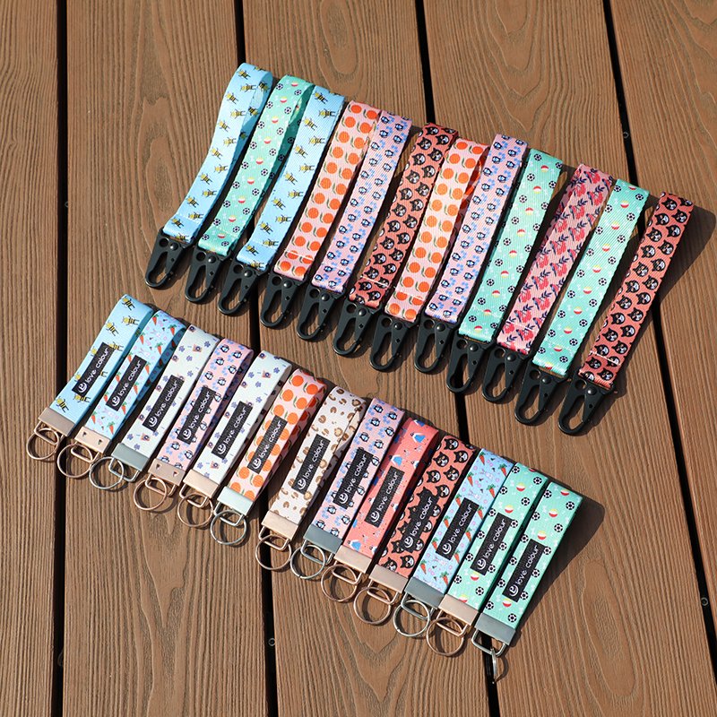 Personalised Polyester custom bright color sublimation heat transfer printing keychain lanyards with neck id badge card holder