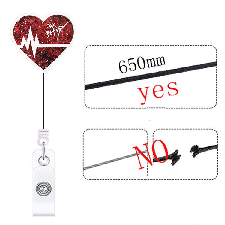 Acrylic Glitter Retractable Badge Reel Holder Clip for Doctor Nurse Gift