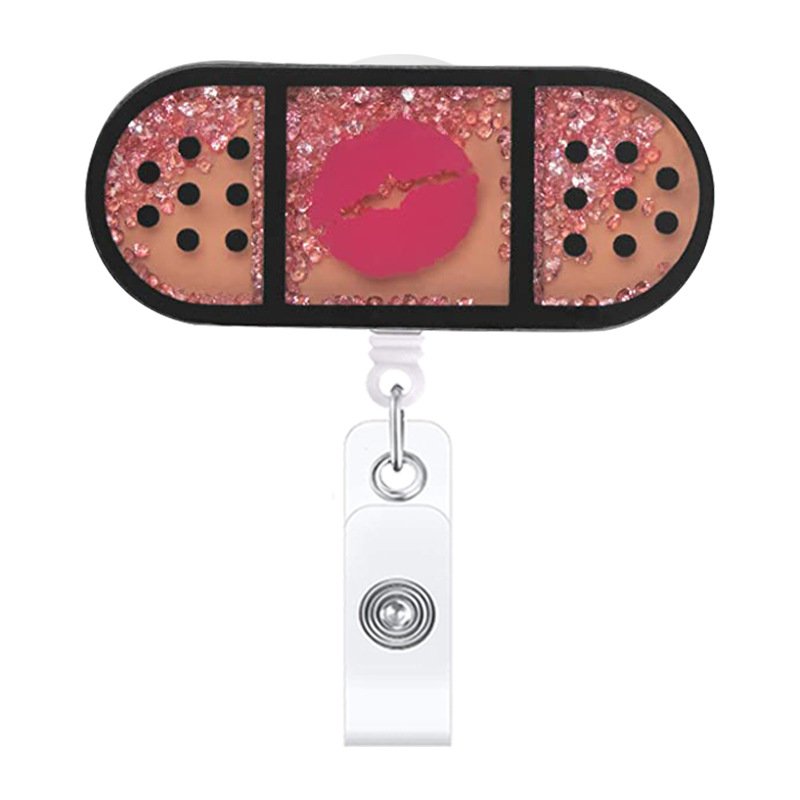 Acrylic Glitter Retractable Badge Reel Holder Clip for Doctor Nurse Gift